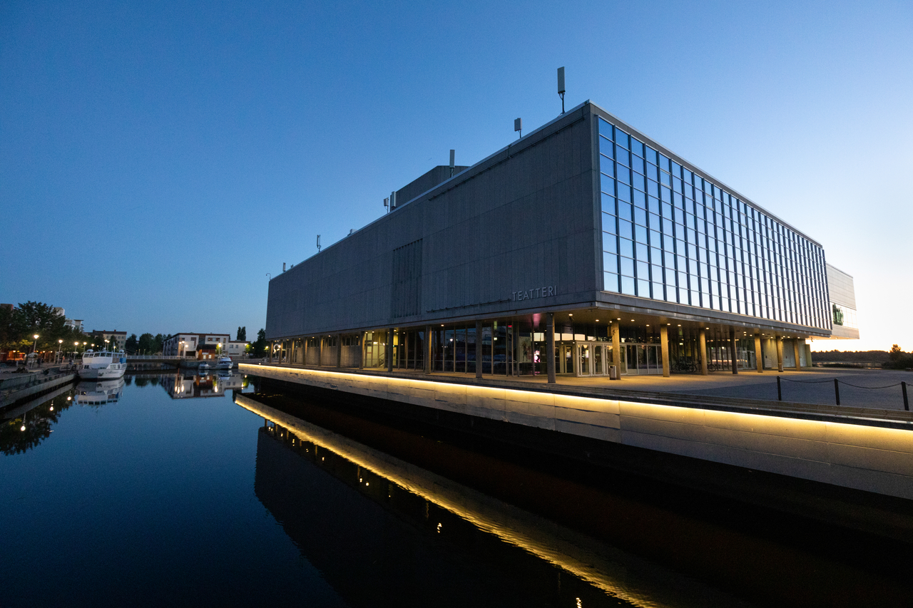 decorative; the city theatre on a Summer evening